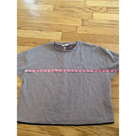 Zara Basic women's red/black plaid crew neck short sleeve cropped shirt size Med - Picture 4 of 8